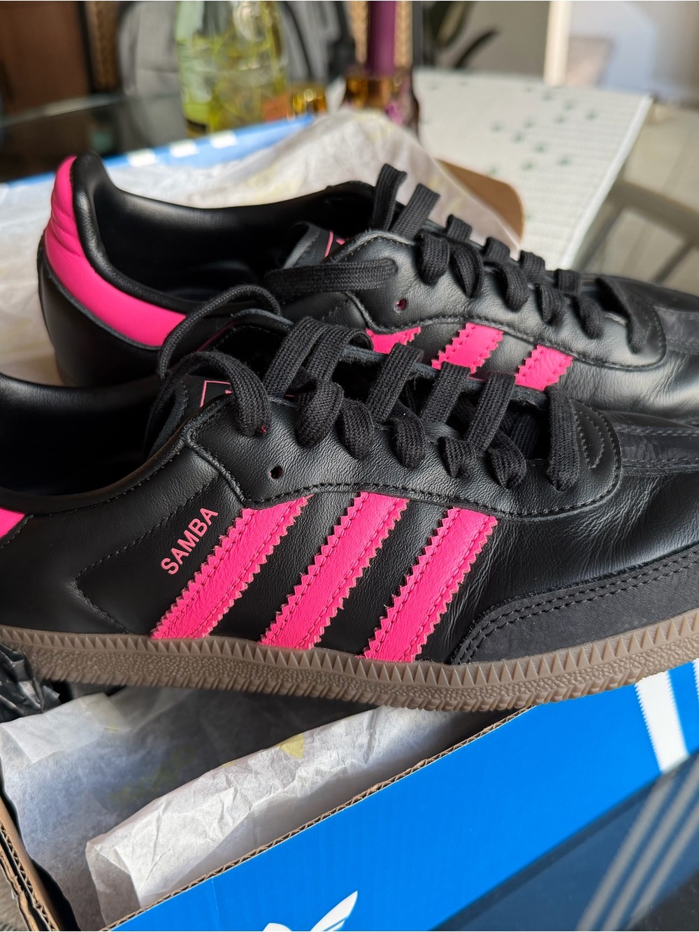 adidas Samba Sneakers Black with Hot Pink Stripes